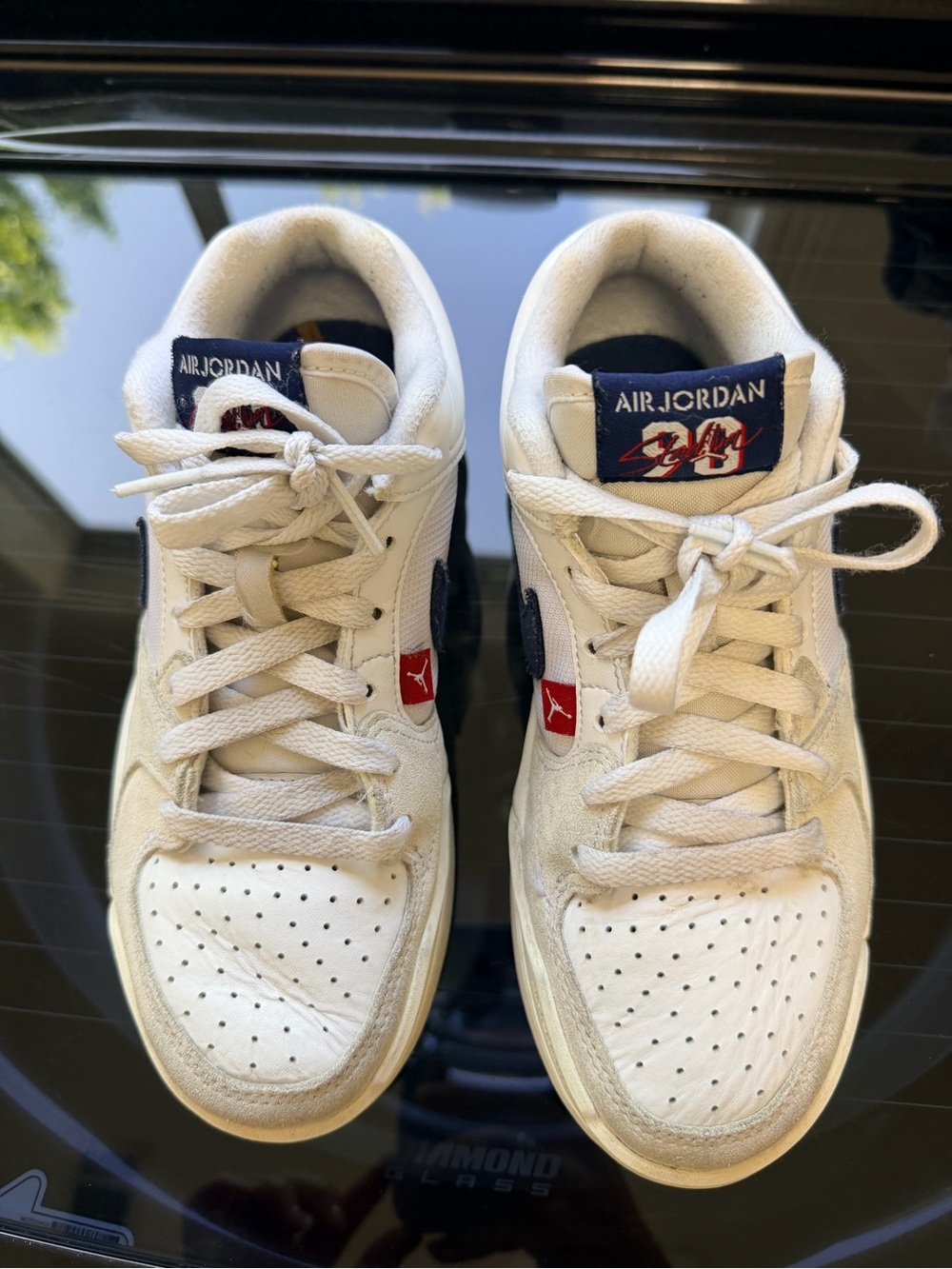 Jordan White Navy Red Kids Low-Top Sneakers